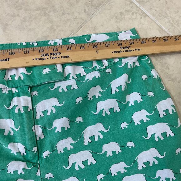 LOFT Riviera Shorts Women’s 16 Green novelty print Elephants Linen Blend - Picture 8 of 10